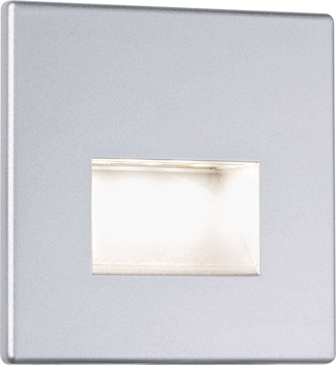 Een rechthoekig, zilver wandverlichtingssysteem met centraal, verlicht uitsnijding, geschikt voor moderne binnenruimtes.