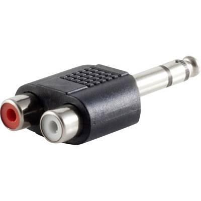 'Stereo 6,3mm naar 2 RCA Audio-adapter', geschikt voor het aansluiten van audioapparatuur, maakt omzetting van stereosignaal naar RCA mogelijk.
