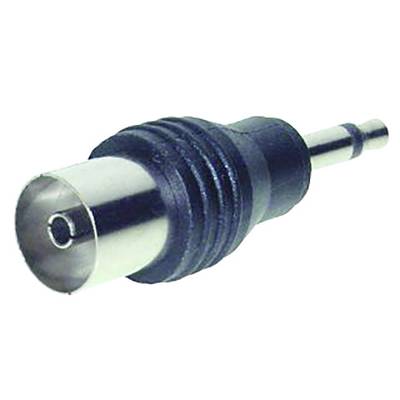 Gecombineerde steekeradapter met één coaxiale aansluiting aan de ene kant en een 3,5-mm jackplug aan de andere kant.