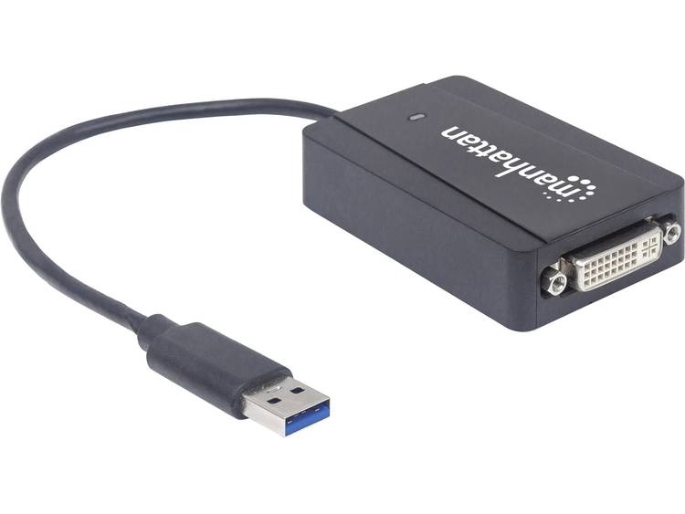 USB 3.0-DVI Adapter [1x USB 3.0 stekker A 1x DVI-bus 24+5-polig] Zwart Kleurgecodeerd, Flexibel, Fol
