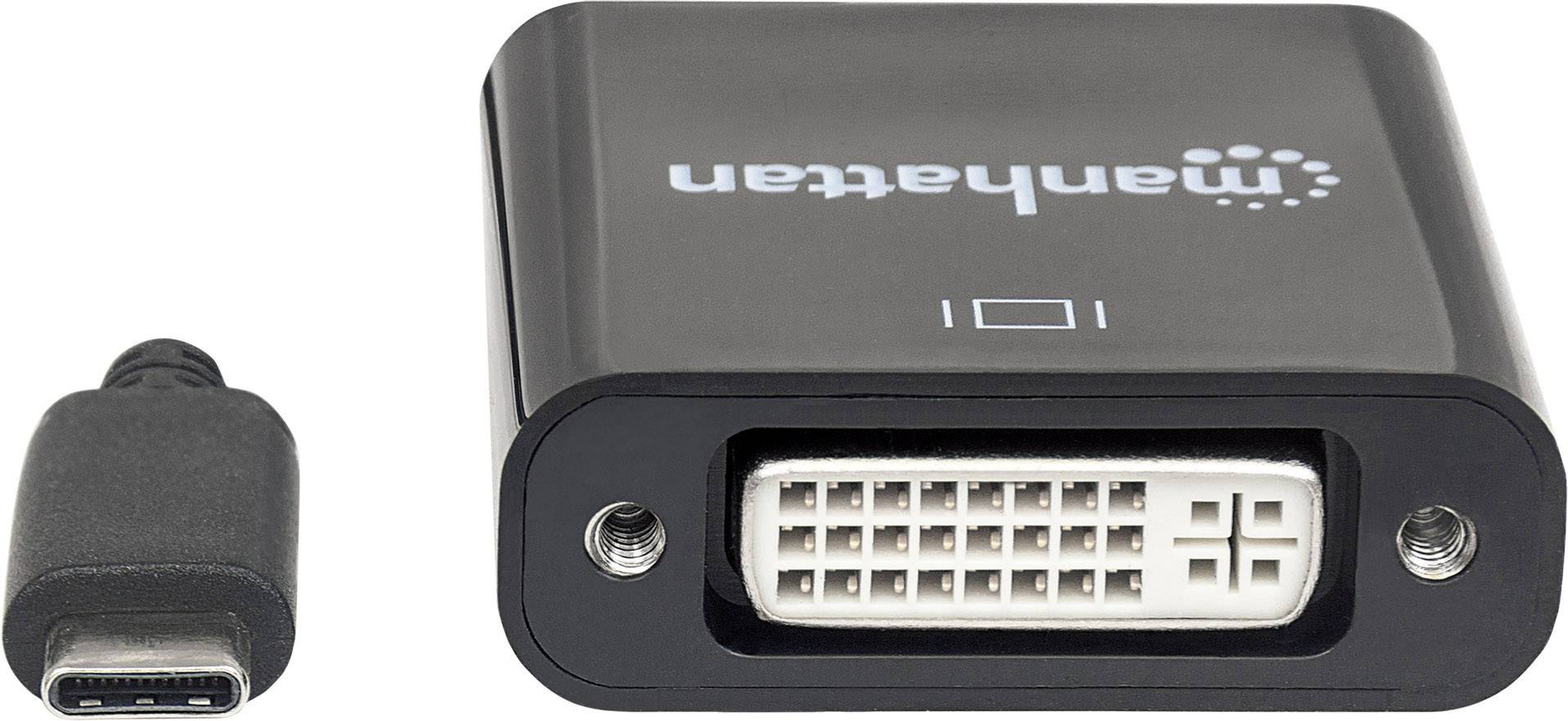 Manhattan 152051 USB / DVI Adapter [1x USB 3.2 Gen 2 stekker C (USB 3.1) - 1x DVI-stekker 24+5-polig] Zwart Kleurcoderin-1