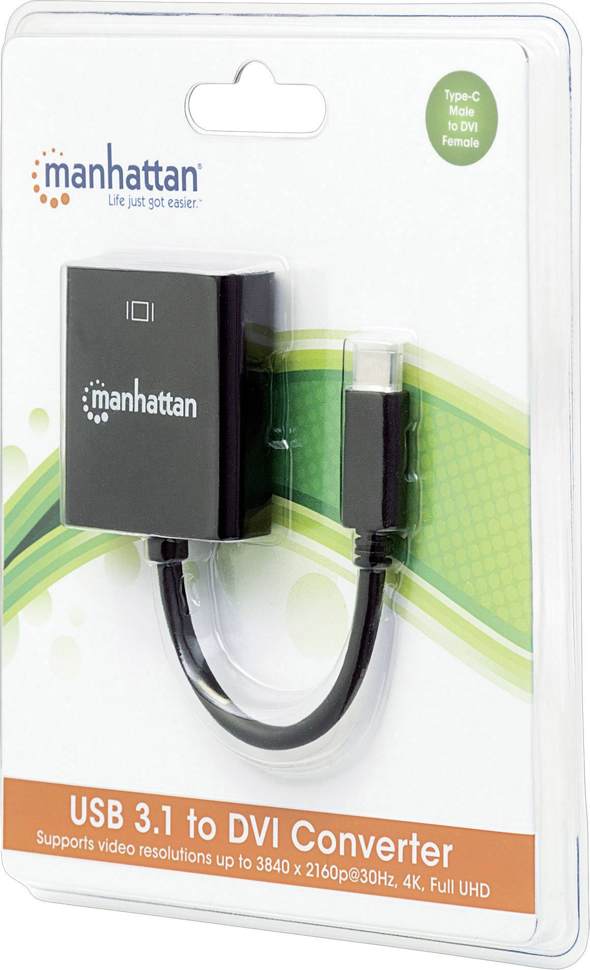 Manhattan 152051 USB / DVI Adapter [1x USB 3.2 Gen 2 stekker C (USB 3.1) - 1x DVI-stekker 24+5-polig] Zwart Kleurcoderin-3