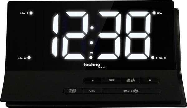Techno Line WT 482 Wekker Zendergestuurd Zwart Alarmtijden 2  2 timertijden