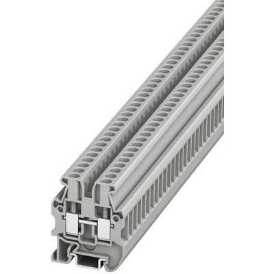 Grijs klemmenblokmodule met dubbellaags ontwerp en schroefaansluitingen, geschikt voor de distributie van elektrische leidingen.