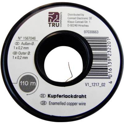 TRU COMPONENTS Koperdraad gelakt Buitendiameter (incl. isolatielak): 0.40 mm   35 m  