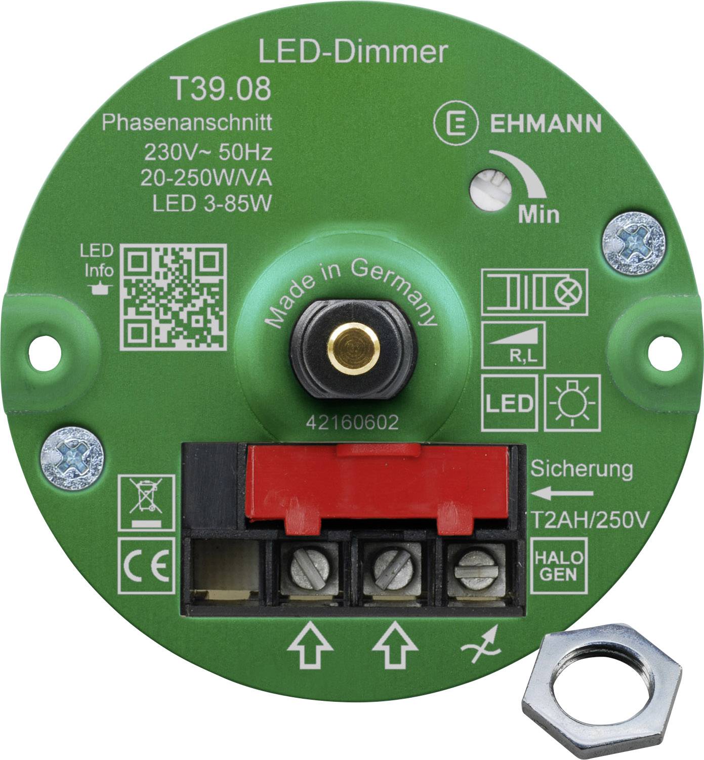 Ehmann 3960c0810ch Dimmer (inbouw) Geschikt voor lampen Gloeilamp