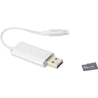ednet Smart Memory Apple Lightning-kaartlezer smartphone/tablet Zilver  USB 3.2 Gen 2 (USB 3.1), Apple Lightning, Micro-