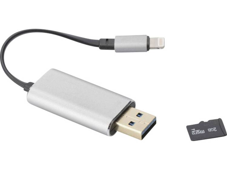 ednet Smart Memory space grau Apple Lightning-kaartlezer smartphone-tablet Spacegrijs USB 3.1, Apple