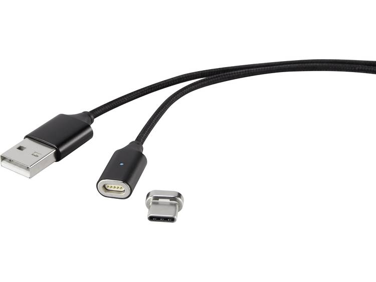Kabel USB 2.0 Renkforce [1x USB 2.0 stekker A 1x USB-C stekker] 1 m Zwart