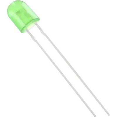 Een groene LED met twee metalen aansluitingen. Hij wordt gebruikt voor het aangeven van stroomtoevoer in elektronische schakelingen.