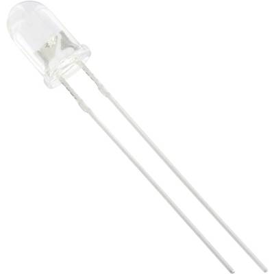Een transparante LED met twee lange metalen aansluitingen, meestal gebruikt voor signaaloverdracht of verlichting.