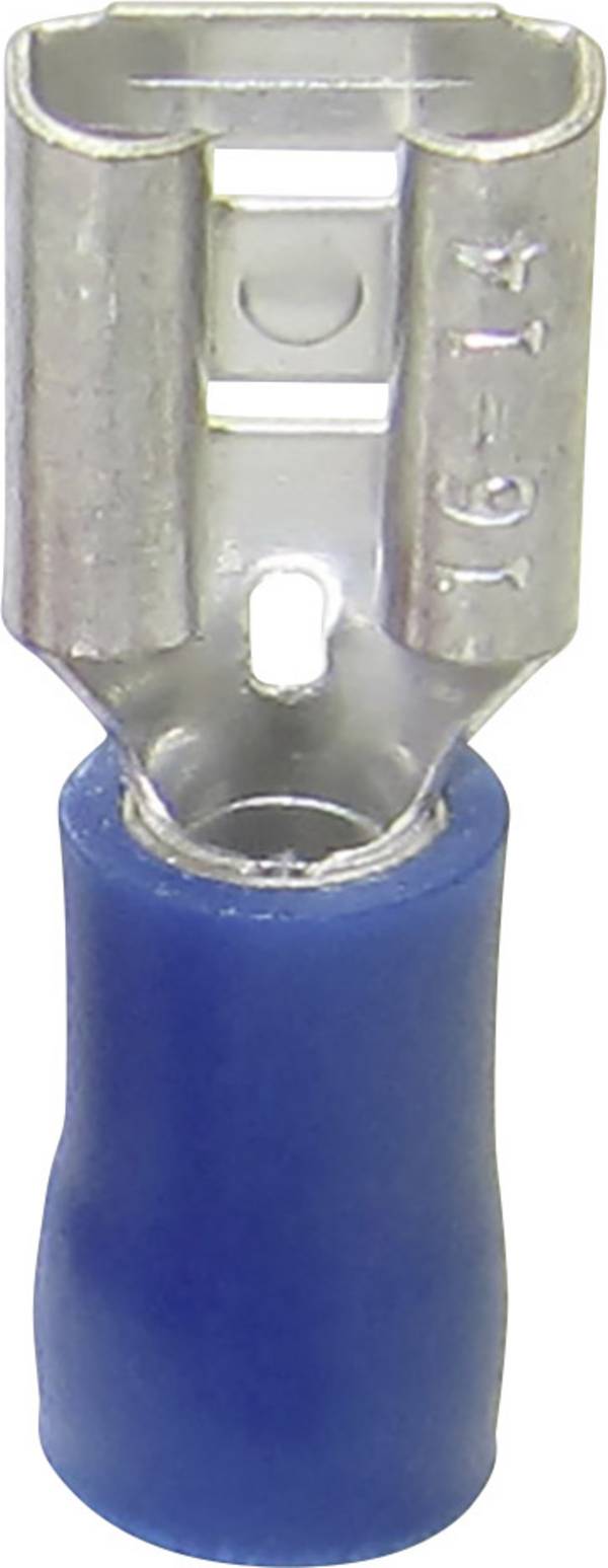 TRU COMPONENTS 1582964 Platte stekker (female) Insteekbreedte: 8 mm Insteekdikte: 0.80 mm 180 ° Deels geïsoleerd Blauw 1 stuk(s)