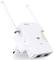 Een witte wifi-repeater met twee antennes en meerdere groene indicatielampjes. Opschrift 'STRONG' en symbolen voor signaalsterkte.