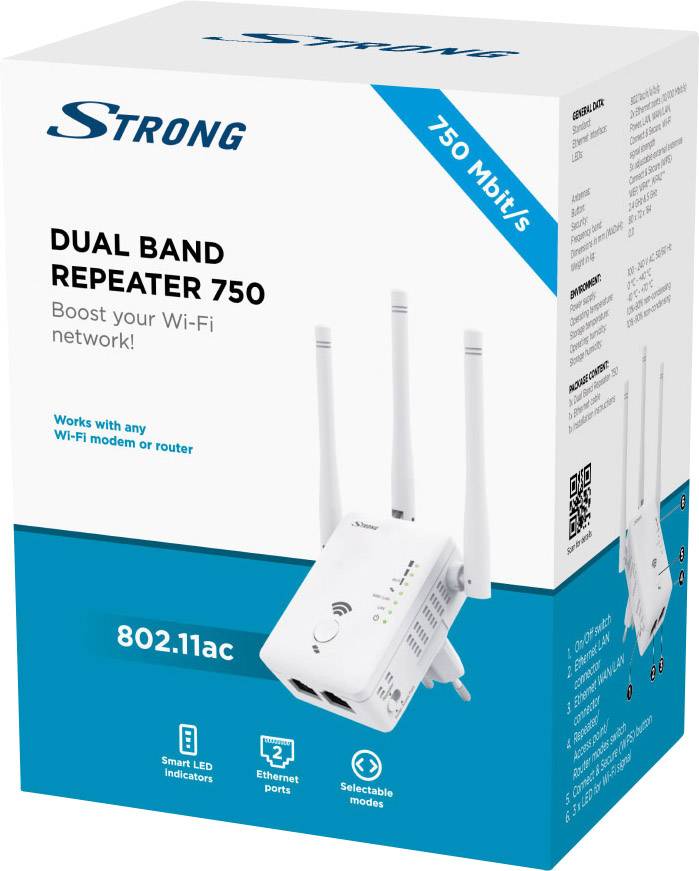 Strong REPEATER 750 WiFi versterker 750 MBit/s 2.4 GHz, 5 GHz | Conrad.nl