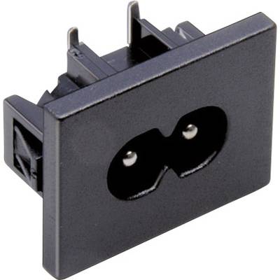 TRU COMPONENTS TC-2512024 Apparaatstekker (koud) Stekker, inbouw horizontaal Totaal aantal polen: 2 2.5 A Zwart 1 stuk(s-0