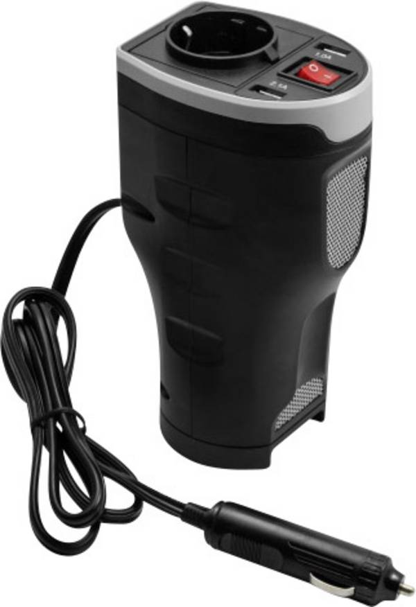 Technaxx TE13 Omvormer 200 W 12 V/DC - 230 V/AC, 5 V/DC Past in bekerhouder