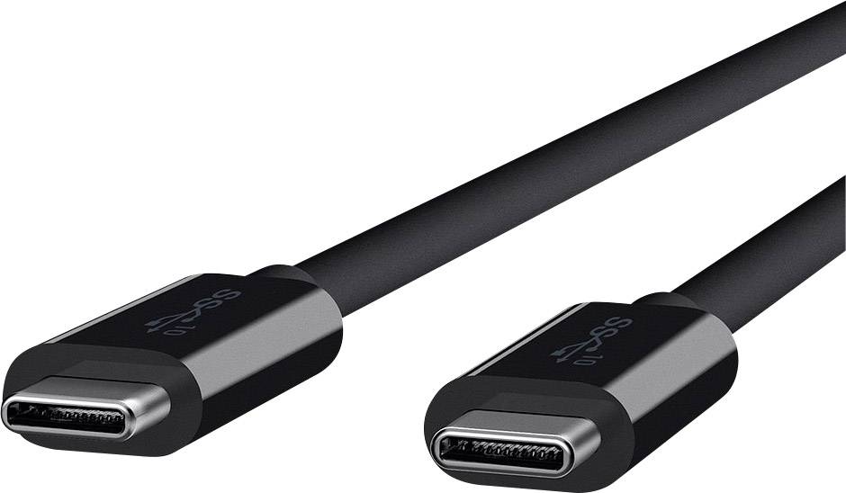 Twee zwarte USB-C-kabels met aansluitingen op een witte achtergrond. De kabels zijn naast elkaar geplaatst, met de aansluitingen gericht naar links.