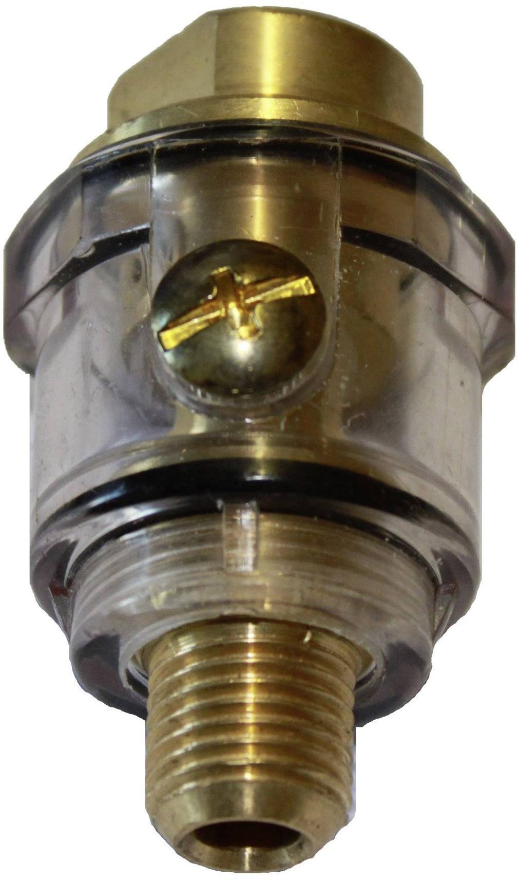 Een transparant messing ventiel met schroefdraad, dat wordt gebruikt in hydraulische of pneumatische systemen, voor doorstroomregeling.