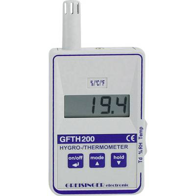 Hygrometer GFTH200 met digitale weergave toont temperatuur van 19,4 graden Celsius.