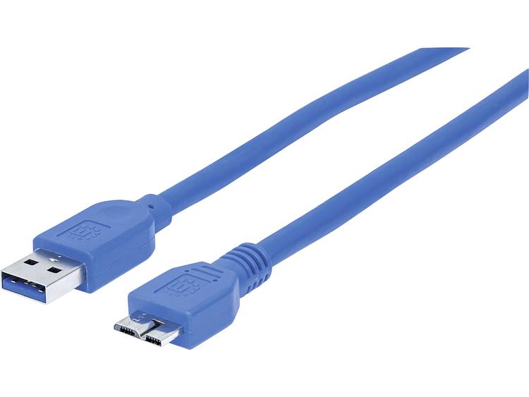 Kabel USB 3.0 Manhattan [1x USB 3.0 stekker A 1x USB 3.0 stekker micro B] 3 m Blauw