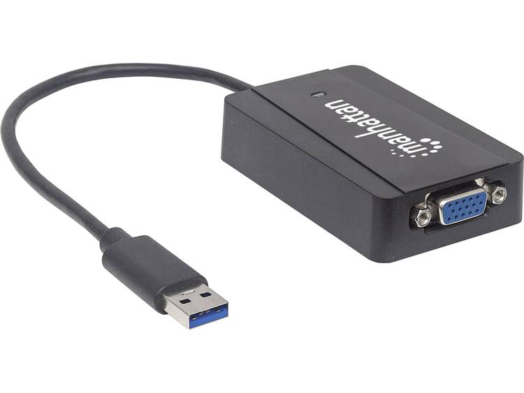 Adapter USB 3.0-VGA [1x USB 3.0 stekker A 1x VGA bus] Zwart Manhattan