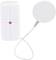 Een witte waterlek detector met een ronde sensor en kabel. Een rode LED geeft de activiteit aan. Apparaat is bedoeld voor bewaking.