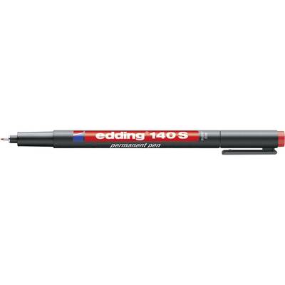 Een zwarte Edding 140 S permanente marker met een rood logo en witte opdruk.
