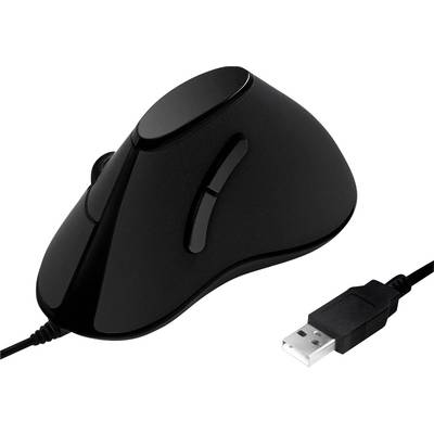 LogiLink ID0158 Ergonomische muis USB    Optisch Zwart 5 Toetsen 1000 dpi Ergonomisch