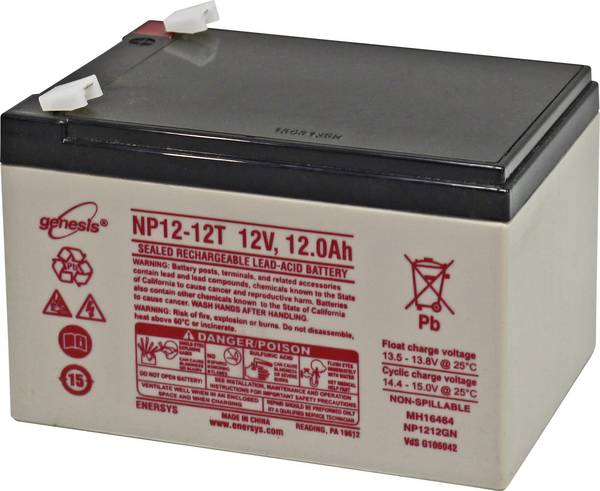 EnerSys Genesis Loodaccu 12 V 12 Ah Loodvlies (AGM) (b x h x d) 151 x 100 x 98 mm Kabelschoen 6.35 mm Onderhoudsvrij, VDS-certificering, Geringe zelfontlading, Cyclusbestendig