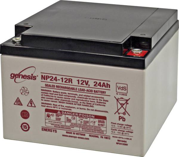 EnerSys Genesis Loodaccu 12 V 24 Ah Loodvlies (AGM) (b x h x d) 166 x 125 x 175 mm M5-schroefaansluiting Onderhoudsvrij, VDS-certificering, Geringe zelfontlading, Cyclusbestendig
