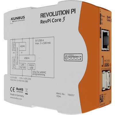Revolution Pi by Kunbus RevPi Core3+ 16GB PR100300 PLC-aansturingsmodule 12 V, 24 V