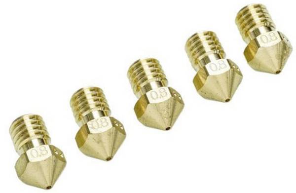UltiMaker Ultimaker Nozzle Pack 0,8 mm Geschikt voor: Ultimaker 2+, Ultimaker 2 Extended+ UM2+ Nozzle Pack 5x0.80mm 9527