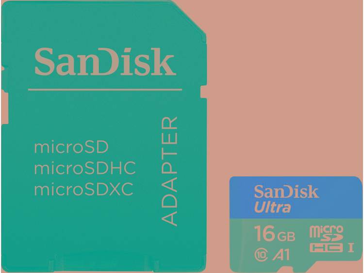 SanDisk UltraÂ® 16 GB microSDHC-kaart Class 10, UHS-I A1-vermogensstandaard