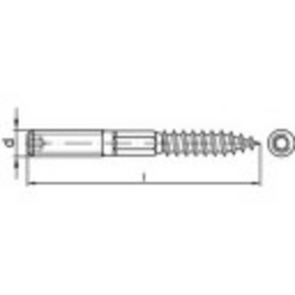 TOOLCRAFT 1069956 Stokschroef M6 80 mm 88149 RVS A2 100 stuk(s)