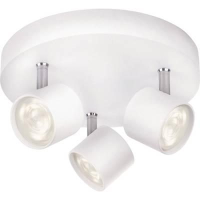 Witte plafondlamp met drie verstelbare spots, ideaal voor flexibele verlichting in moderne woonruimtes.
