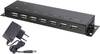 Renkforce RF-4791678 RF-4791678 USB-hub 7 poorten USB-A USB 2.0 480 MBit/s Met metalen behuizing, Voor wandmontage Zwart