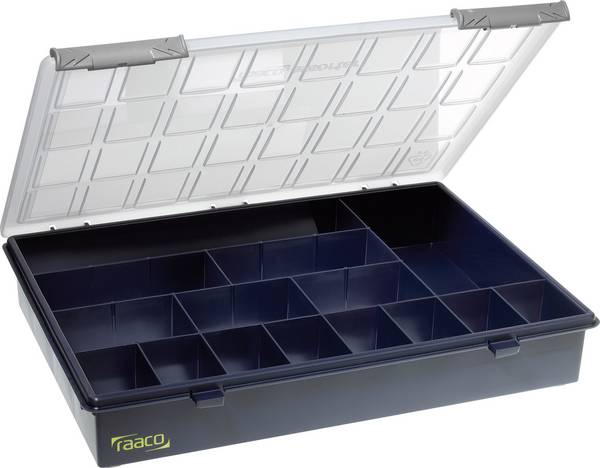 raaco Assorter 4-15 Assortimentsdoos (l x b x h) 338 x 260 x 57 mm Aantal vakken: 15 Vaste onderverdeling Box Inhoud 1 stuk(s)