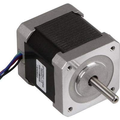 Een stappenmotor met een metalen behuizing en gekleurde kabels aan de linkerkant. Hoofdonderdeel in mechanische systemen.