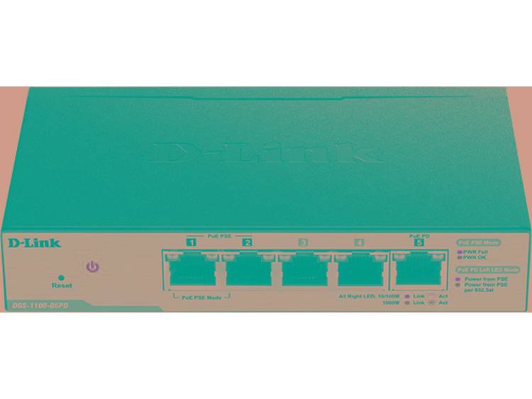 D-Link DGS-1100-05PD Managed L2 Gigabit Ethernet (10-100-1000) Power over Ethernet (PoE) Zwart netwe
