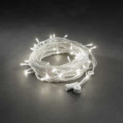 Een ring van witte lichtslingers op een donkere achtergrond, verlicht en klaar voor decoratie.