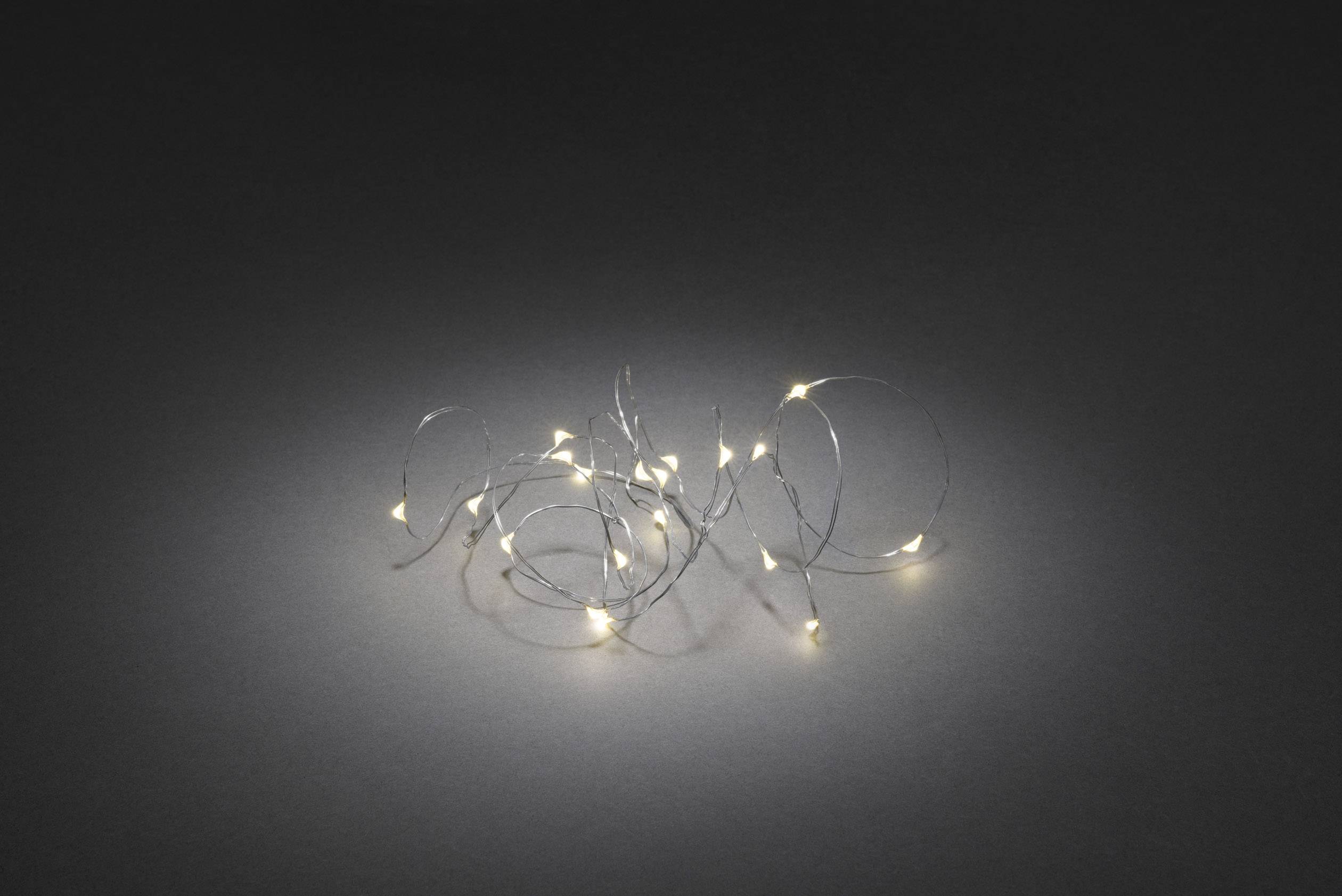 Konstsmide 1461-190 Micro-lichtketting Binnen werkt op batterijen Aantal lampen 40 LED Warmwit Verlichte lengte: 3.9 m T-1