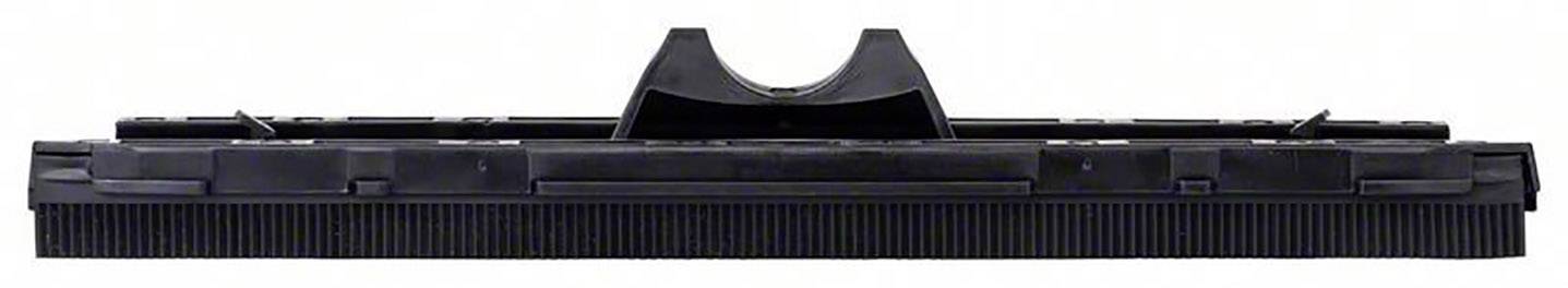 Zwarte radiatorbeugel van kunststof, rechthoekige vorm, details aan de zijkant zichtbaar.