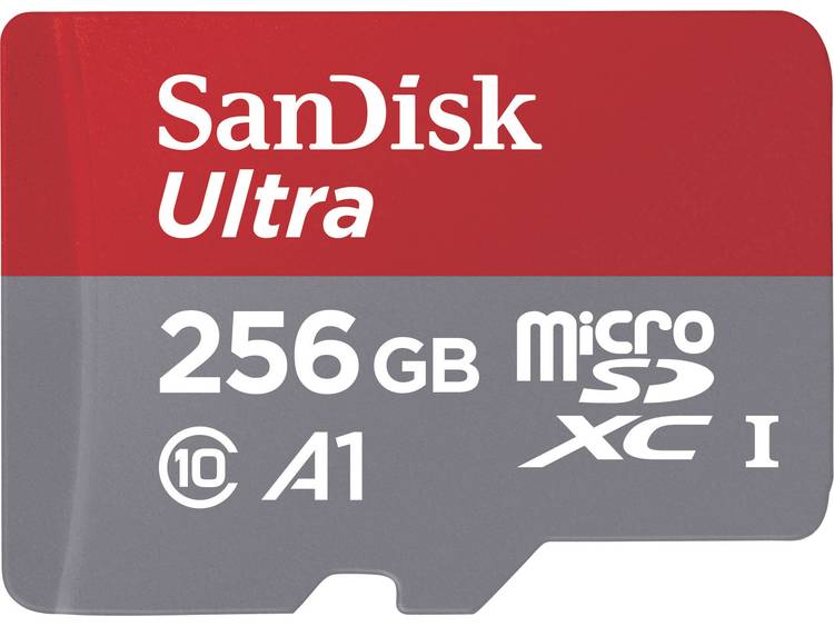 SanDisk UltraÂ® 256 GB microSDXC-kaart Class 10, UHS-I A1-vermogensstandaard, incl. Android-software