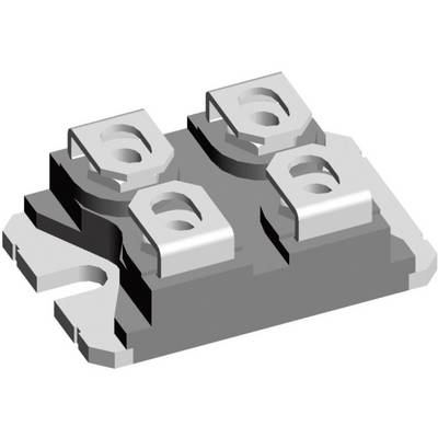 Vierpolige elektrische component met metalen aansluitoppervlakken aan de bovenkant, vermoedelijk een vermogenssemiconductorcomponent.