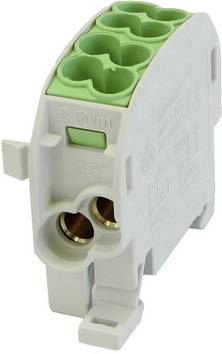 HoraeTec 080110-2-3 Hoofdleiding vertakkingsklem  PA, Messing Grijs-wit (RAL 7035), Geel, Groen 1-polig  100 A  690 V Geleidertype = PE