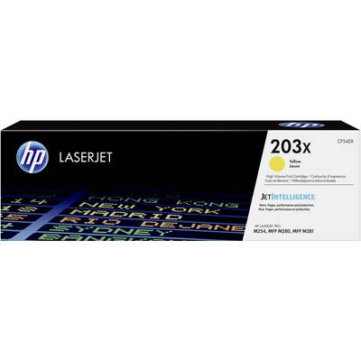 Patronen voor HP LaserJet 203X in Geel; compatibel met printers M254, MFP M280, MFP M281. Bevat JetIntelligence-technologie.