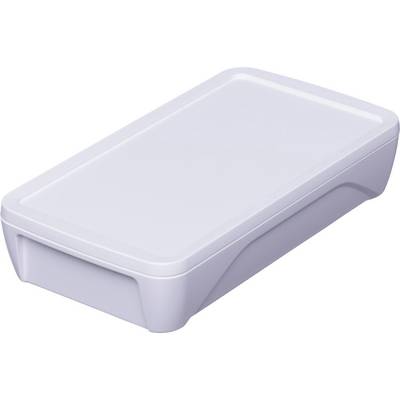 Een rechthoekige, witte plastic container met deksel, geschikt voor het opslaan van voedsel of andere voorwerpen.