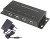 Renkforce RF-4830984 RF-4830984 USB-hub 4 poorten USB-A USB 2.0 480 MBit/s Met metalen behuizing, Voor wandmontage Zwart