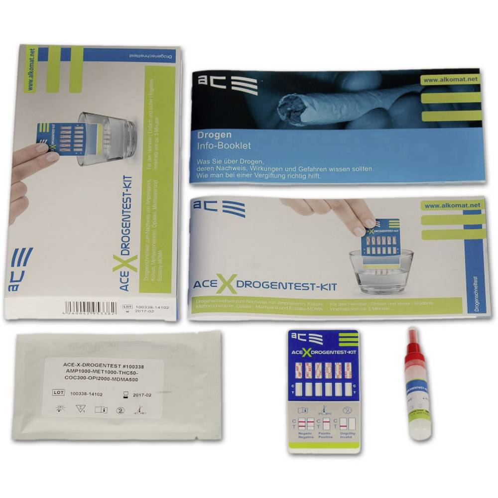 ACE Kit X 100338 Drugstest-kit Urine, Oppervlakte Detectie van (drugs): Amfetamine, Amfetamine, MDMA, Methamfetamine, M