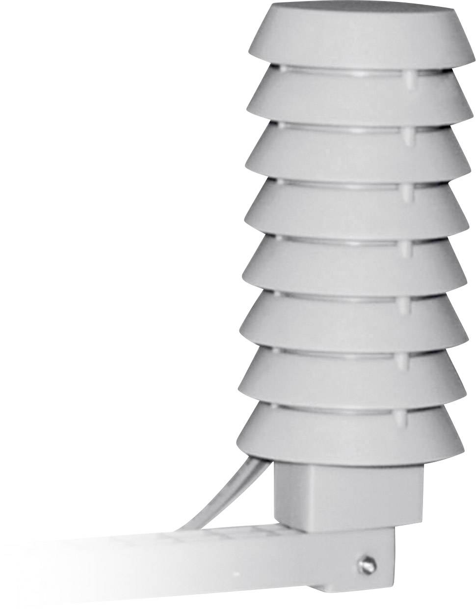 Een grijze lichtsensor in gestapeld ontwerp voor het detecteren van lichtintensiteit, gemonteerd op een witte houder.